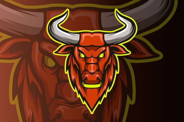 Hoofd stier mascotte esport logo