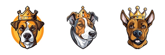 Hoofd van een hond in de kroon Cartoon vector illustratie