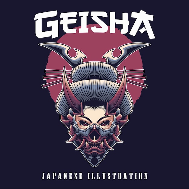 Hoofd van het Japanse kwade ontwerp van de geisha vectorillustratie
