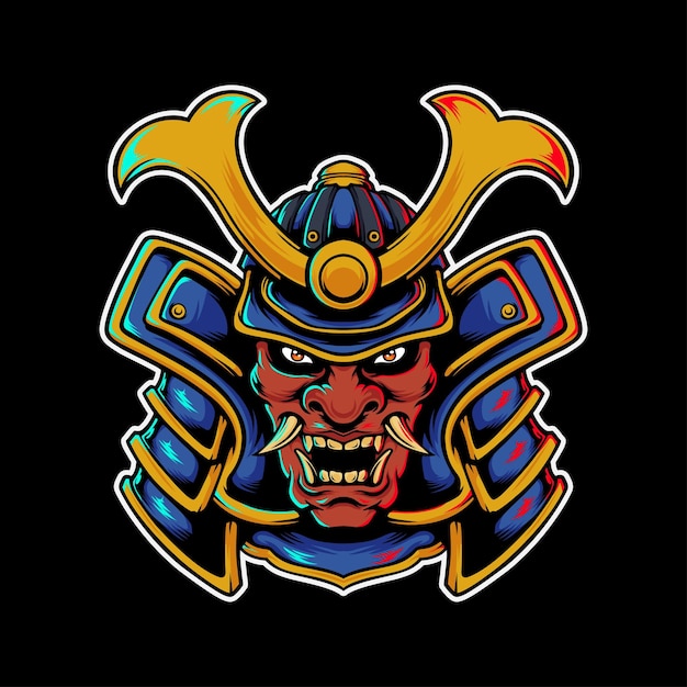 Hoofd van Oni Samurai Illustraion