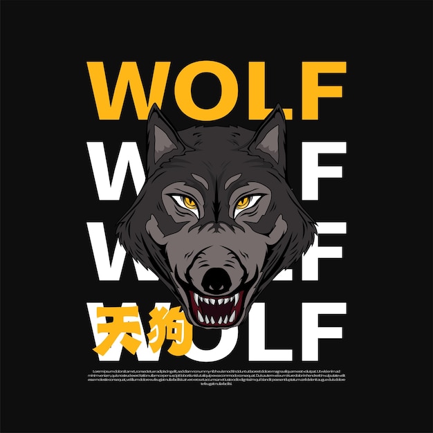 Vector hoofd wolf illustratie voor t-shirtontwerp