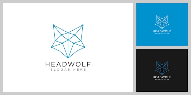 Hoofd wolf logo vector en lijnstijl