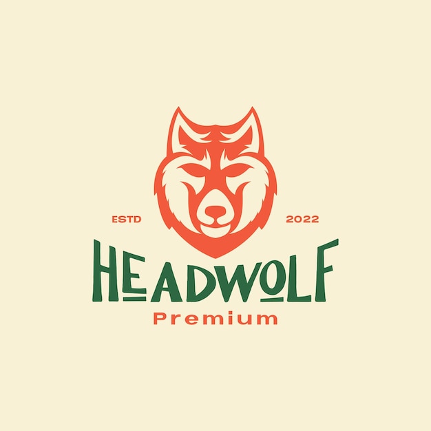 Hoofd wolf of Siberische husky gekleurde vintage logo ontwerp vector grafische symbool pictogram illustratie creatief idee