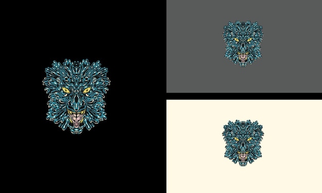 Hoofd wolf zombie vector mascotte ontwerp