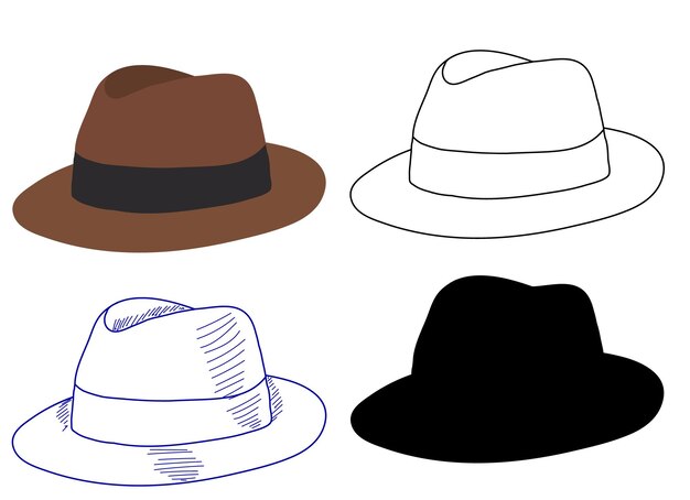 Vector hoofddeksels voor mannen met hoed