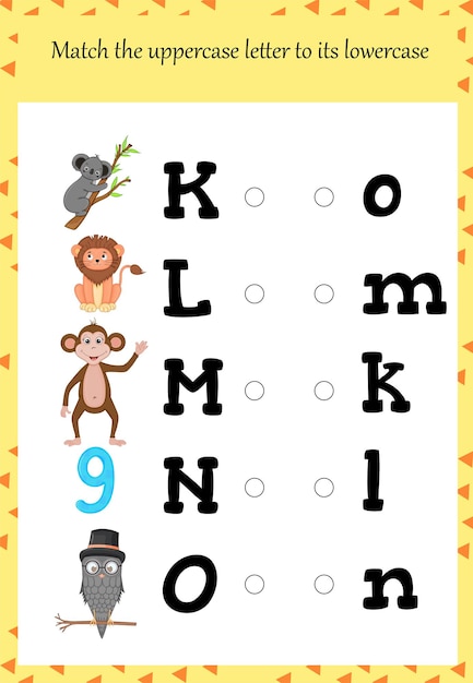 Hoofdletters en kleine letters op een witte achtergrond. quiz voor kinderen. vector alfabet.