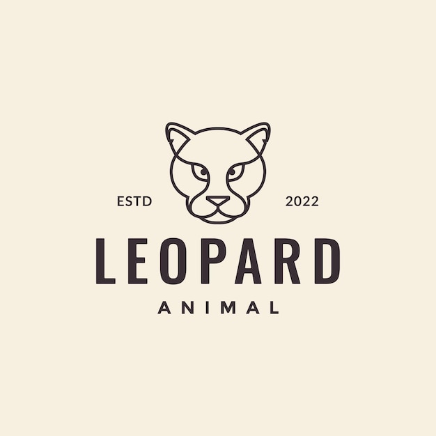 Hoofdlijn minimale luipaard hipster logo ontwerp vector grafisch symbool pictogram illustratie creatief idee