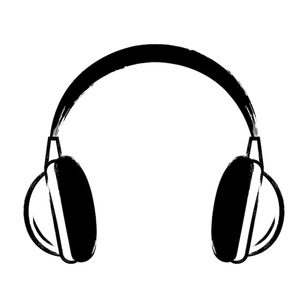 Hoofdtelefoons muziek luidsprekers iconen met grunge stayle
