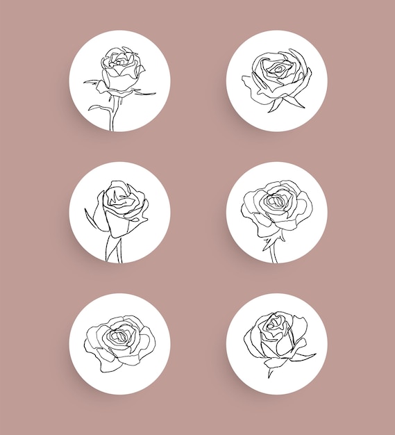 Hoogtepunten met roze bloemen instellen Vectorillustratie