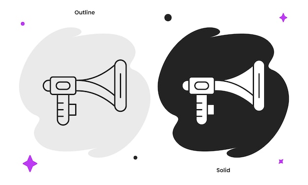Hoogwaardig modern vector-icoon van een megafoon op een sterrenachtergrond