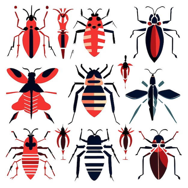 Hoogwaardige vectorset van insectenillustraties