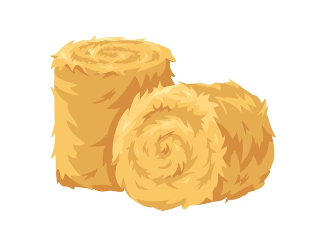 Hooi rollen ronde balen goud stro droog goud gras stapels heuvels landbouw voeder cirkel hooibakken van gele kolza boerderij voeder vlakke vector illustratie geïsoleerd op witte achtergrond