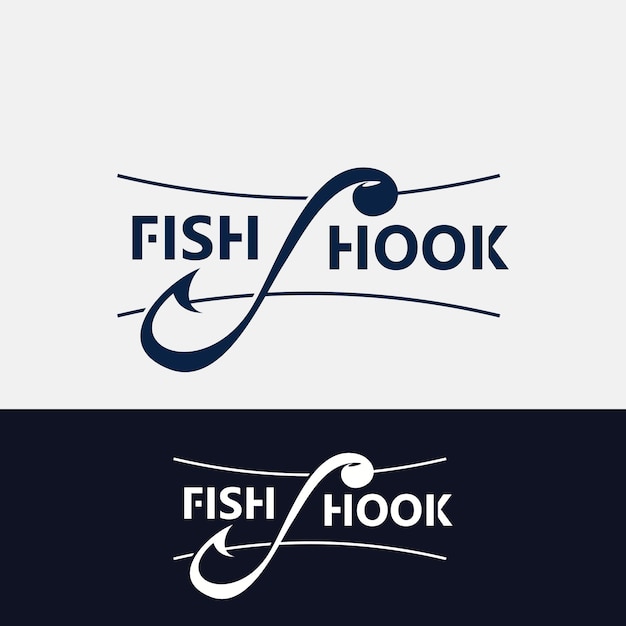 Hook fishing logo simple and modern vintage rustic vector design style template illustration