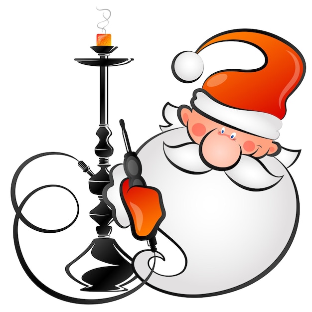 Hookah in the hand of santa