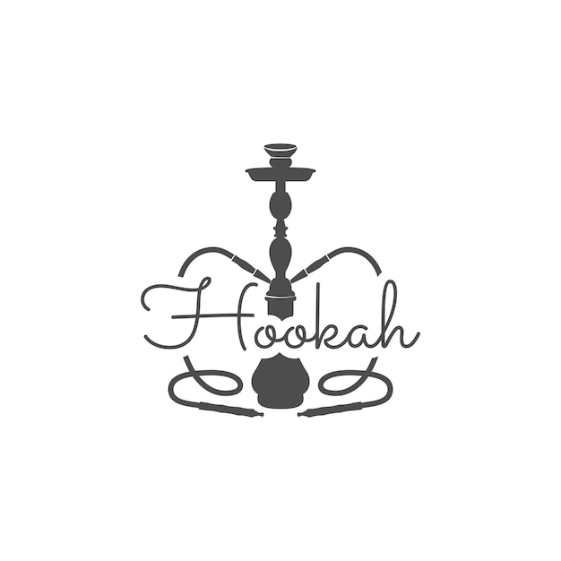 Vector hookah relax label, badge. vintage shisha logo. lounge cafe emblem. arabian bar or house, shop. isolated. stock vector illustration. monochrome design.