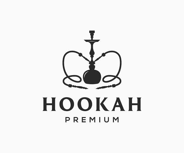 Hookah shisha smoking silhouette logo design template