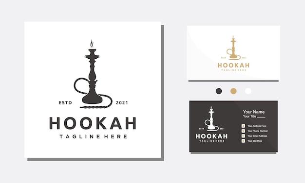 Hookah shisha smoking silhouette logo icon vector template for cafe shop club lounge