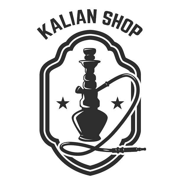 Vector hookah shop. emblem template with hookah. design element for logo, label, sign.