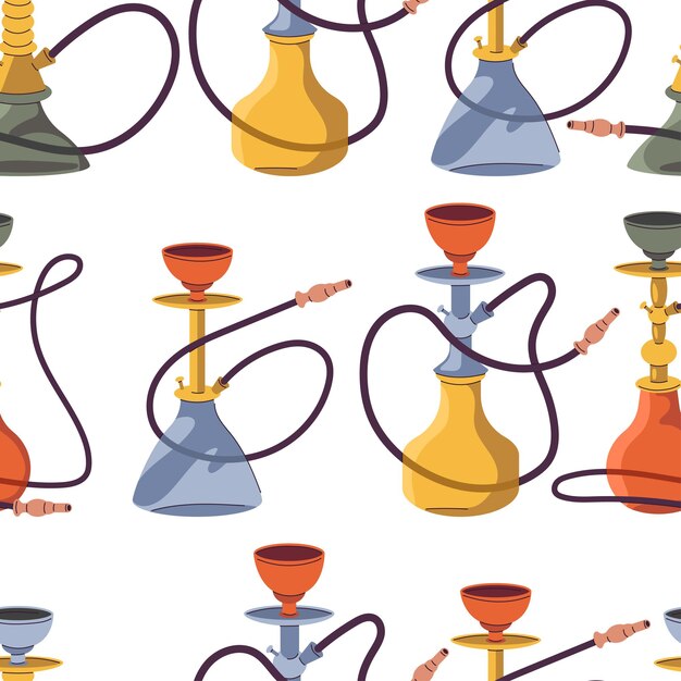 Hookah vector cartoon seamless pattern background for wallpaper wrapping packing and backdrop