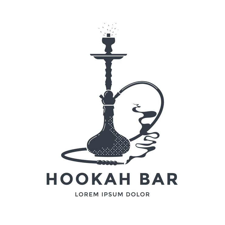 Hookah vintage emblem design. Shisha lounge bar.