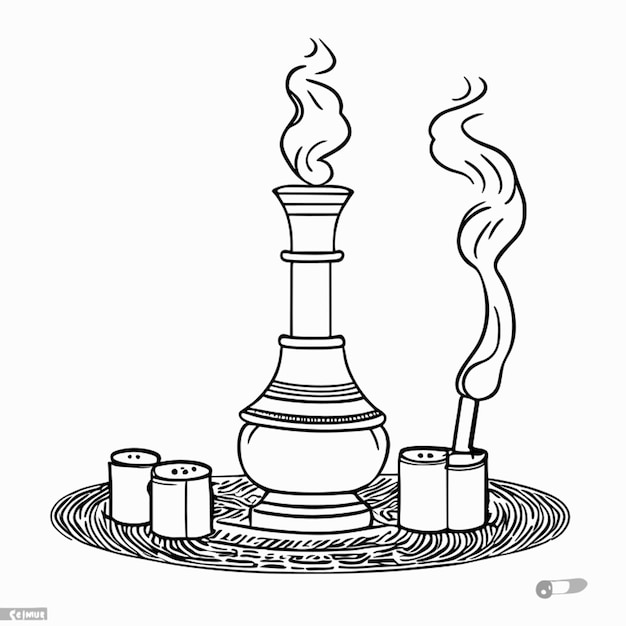 hookah on a white background vector illustration line art