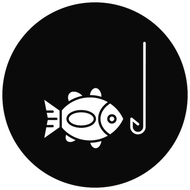 ベクトル フックされた魚のアイコンのベクトル画像は釣りに使用できます