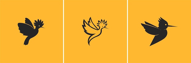 Hoopoe bird logo design template set