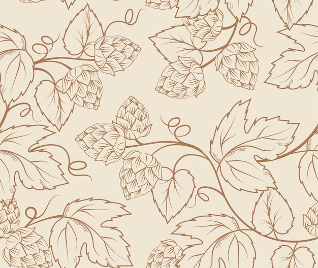 Hop seamless pattern repeating design element for printing on fabric brewery and alcoholic products