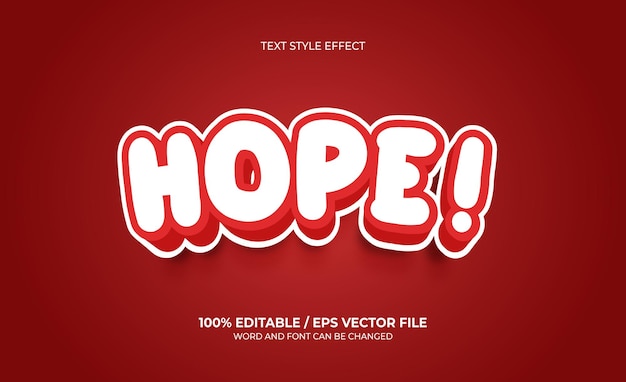 Hope editable 3d text effect