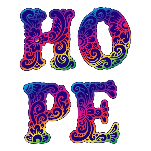 Hope hand lettering illustration vector