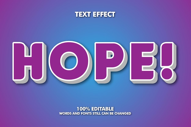 Hope Modern bold 3d typography fancy cartoon editable text effect