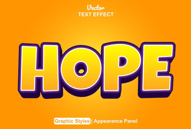 Hope text effect with orange color graphic style editable