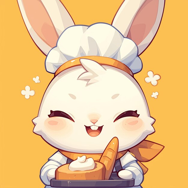 Vector a hopping rabbit baker cartoon style