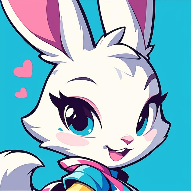 Vector a hopping rabbit hairstylist cartoon style