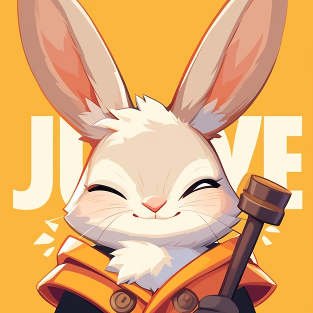 Vector a hopping rabbit judge cartoon style