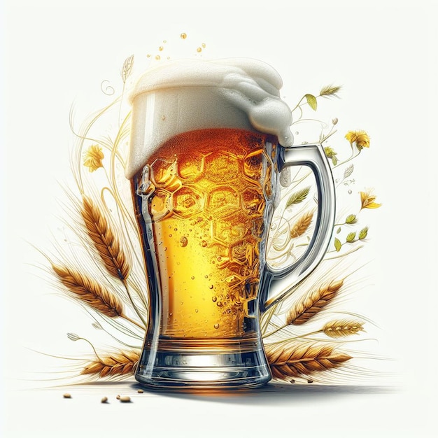 Hoppy Glass Pint Mug of Beer  ⁇ 터 일러스트레이션은  ⁇  아이콘 이모지 벽지 Ale Draft에 고립되어 있습니다.