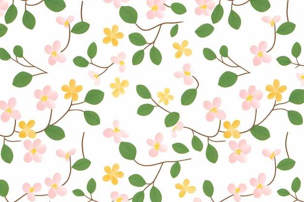 Vector hordea and cotton flowers seamless pattern
