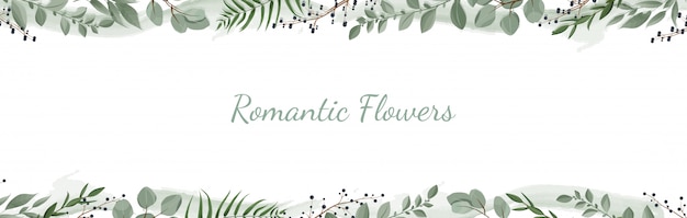 Vector horisontal botanical banner.