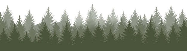 Horisontal green forest landscape panorama vector illustration