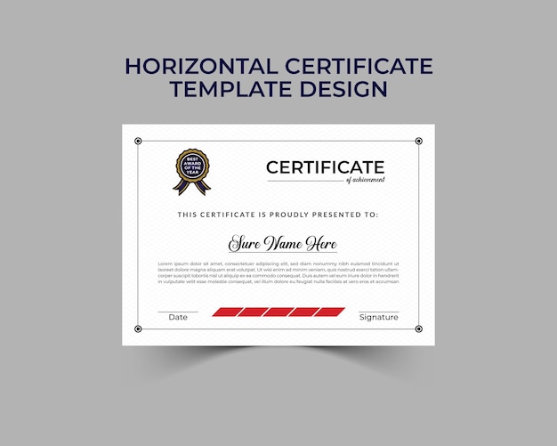 Horizontaal certificaat sjabloon ontwerp met creatieve en abstracte A4 Layout