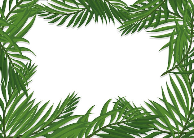 Horizontaal frame gemaakt van groene palmtakken
