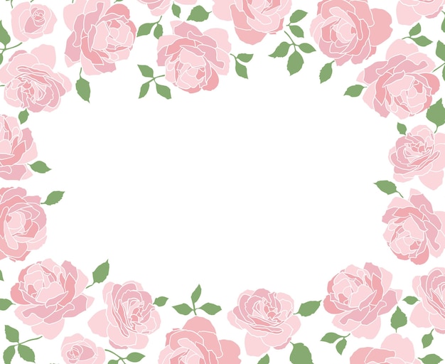 Horizontaal frame gemaakt van handgetekende rozen