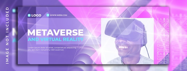 Vector horizontaal verticaal abstract en lichteffect met gradiënt metaverse concept twitch banner ontwerpsjabloon