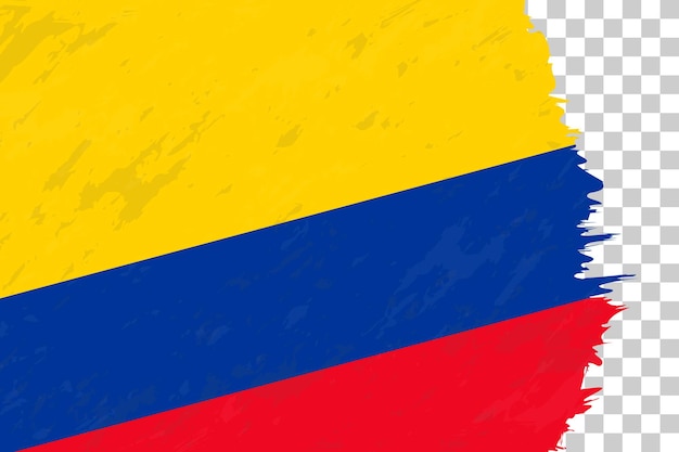 Horizontal Abstract Grunge Brushed Flag of Colombia on Transparent Grid