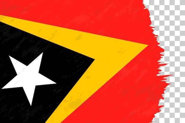 Горизонтальный абстрактный гранж-флаг Восточного Тимора на прозрачной сетке