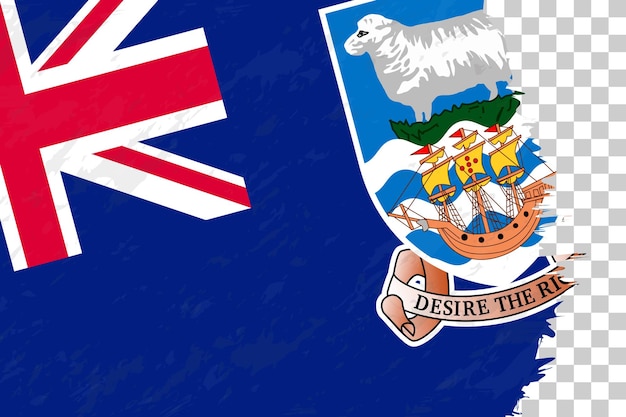 Horizontal Abstract Grunge Brushed Flag of Falkland Islands on Transparent Grid