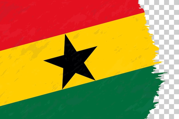 Horizontal Abstract Grunge Brushed Flag of Ghana on Transparent Grid