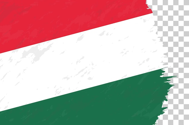 Horizontal Abstract Grunge Brushed Flag of Hungary on Transparent Grid