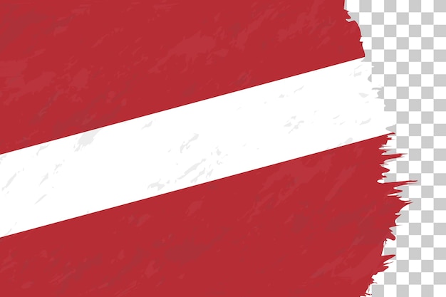 Horizontal Abstract Grunge Brushed Flag of Latvia on Transparent Grid