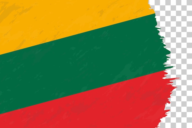 Horizontal abstract grunge brushed flag of lithuania on transparent grid